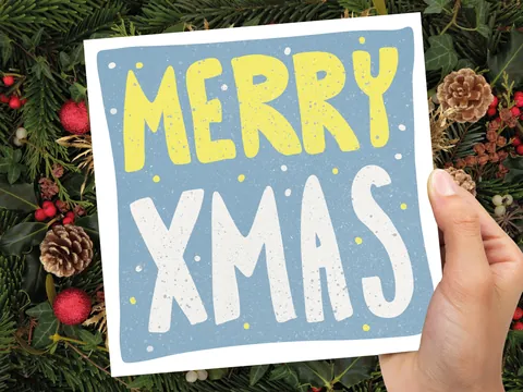 Merry Christmas Card – Blue and Yellow - View 8