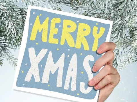 Merry Christmas Card – Blue and Yellow - View 6