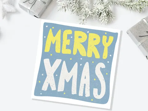 Merry Christmas Card – Blue and Yellow - View 4