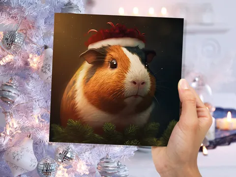 Guinea Pig Christmas Card – Santa Hat - View 8