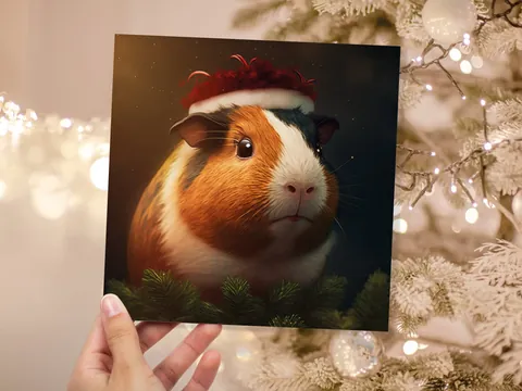 Guinea Pig Christmas Card – Santa Hat - View 9