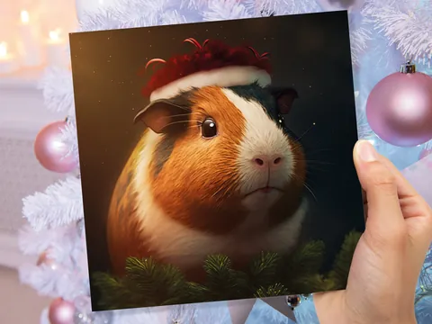 Guinea Pig Christmas Card – Santa Hat
