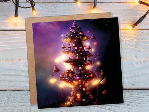 Purple Mushroom Tree House Card - View 9