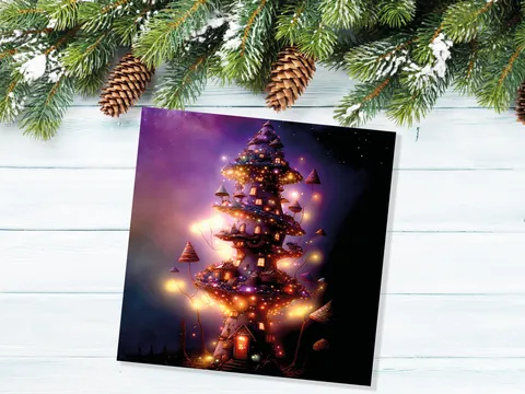 Purple Mushroom Tree House Card - View 6