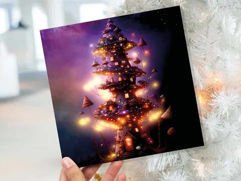 Purple Mushroom Tree House Card - View 2