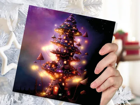 Purple Mushroom Tree House Card - View 4