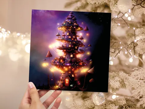 Purple Mushroom Tree House Card - View 8
