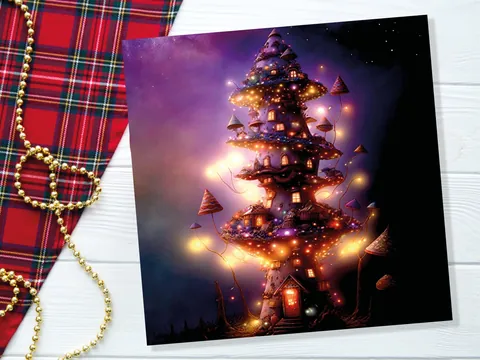 Purple Mushroom Tree House Card - View 5