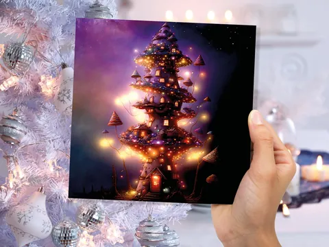 Purple Mushroom Tree House Card - View 7