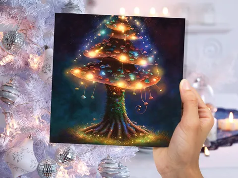 Jewelled Mushroom Tree Greeting Card - View 3