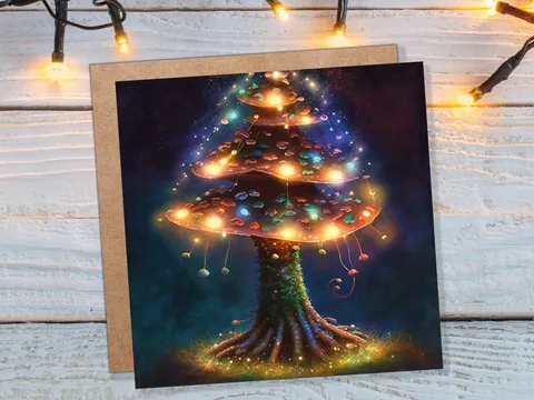 Jewelled Mushroom Tree Greeting Card