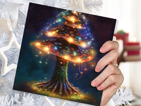 Jewelled Mushroom Tree Greeting Card - View 6