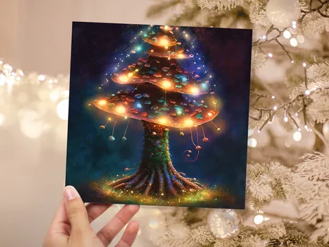 Jewelled Mushroom Tree Greeting Card - View 2