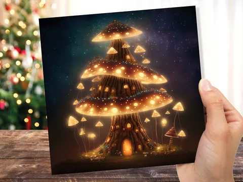 Fairycore Mushroom House Card – Golden - View 4