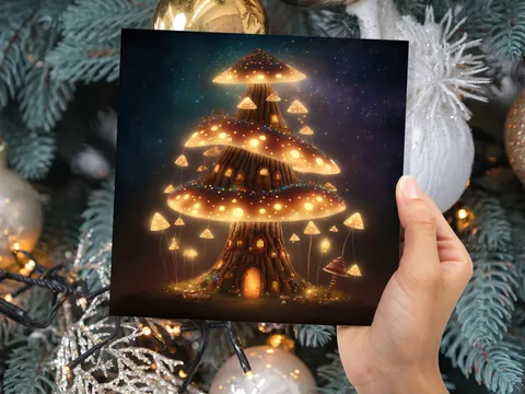 Fairycore Mushroom House Card – Golden - View 3