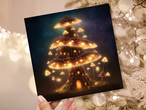 Fairycore Mushroom House Card – Golden - View 2