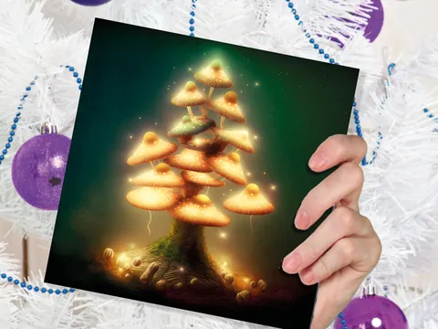 Golden Glowing Mushroom Tree Card - View 6