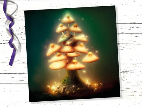 Golden Glowing Mushroom Tree Card - View 5