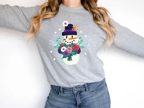 Floral Snowman Christmas Jumper - View 3