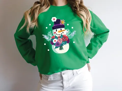 Floral Snowman Christmas Jumper - View 4