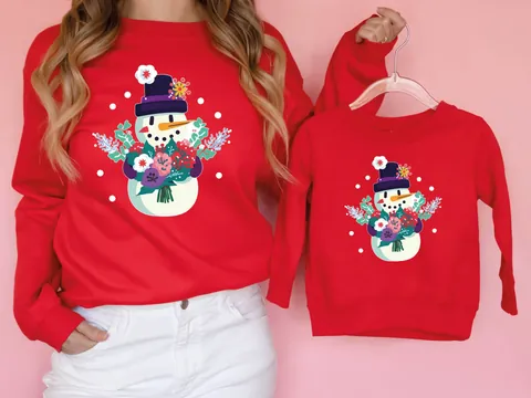 Floral Snowman Christmas Jumper - View 5