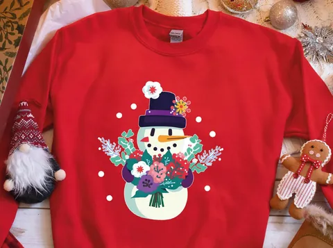 Floral Snowman Christmas Jumper