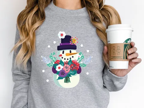Floral Snowman Christmas Jumper - View 6