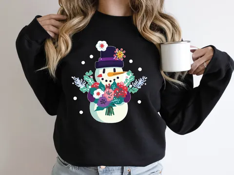 Floral Snowman Christmas Jumper - View 2