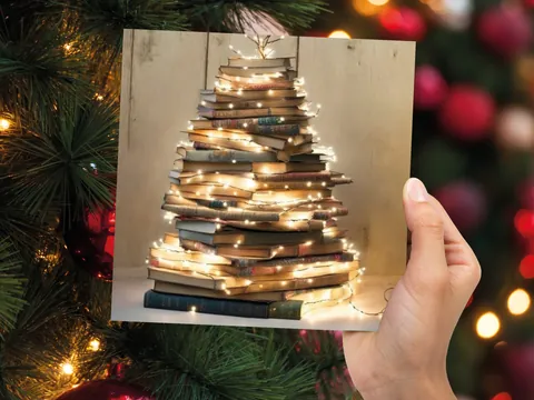 Book Lovers Christmas Card – Glowing Tree - View 3