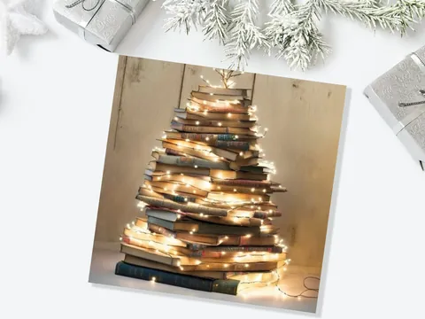 Book Lovers Christmas Card – Glowing Tree - View 4