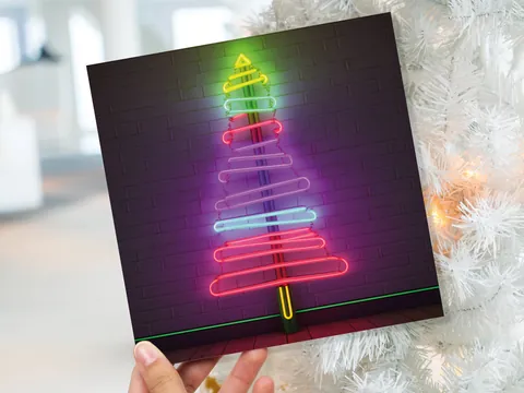 Neon Christmas Tree Card – Rainbow Bars