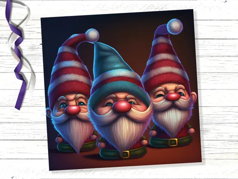 Funny Gnomes Christmas Card Cute Little Grumpy Dwarves Festive Hats and White Beards Magical Gnome Elf Cards For Family Friends Xmas 2026 - View 5
