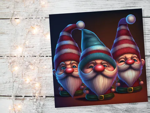 Funny Gnomes Christmas Card Cute Little Grumpy Dwarves Festive Hats and White Beards Magical Gnome Elf Cards For Family Friends Xmas 2026 - View 6