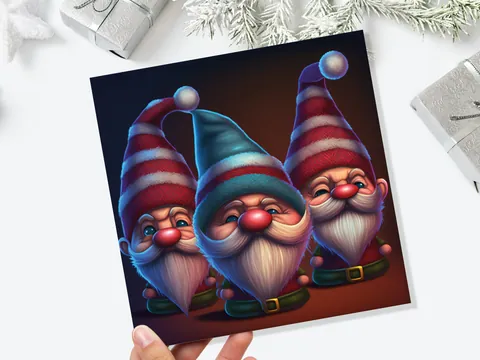 Funny Gnomes Christmas Card Cute Little Grumpy Dwarves Festive Hats and White Beards Magical Gnome Elf Cards For Family Friends Xmas 2026 - View 9