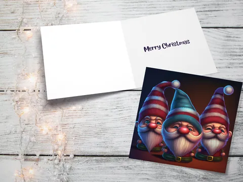 Funny Gnomes Christmas Card Cute Little Grumpy Dwarves Festive Hats and White Beards Magical Gnome Elf Cards For Family Friends Xmas 2026 - View 10