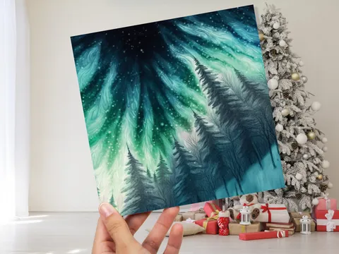 Northern Lights Card – Winter Woods - View 9