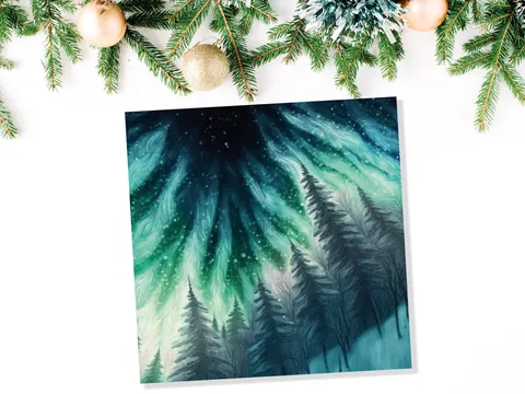 Northern Lights Card – Winter Woods - View 6