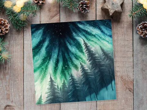 Northern Lights Card – Winter Woods - View 7