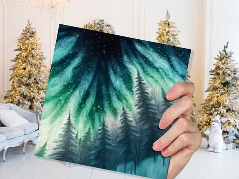 Northern Lights Card – Winter Woods - View 5