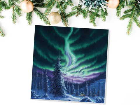 Northern Lights Card – Forest Cabin - View 8