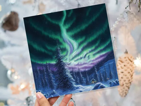 Northern Lights Card – Forest Cabin - View 9
