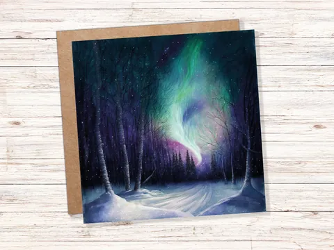 Northern Lights Thank You Card – Swirl