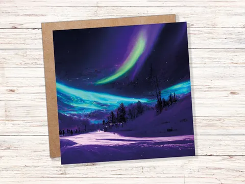Northern Lights Card – Green Polar Sky - View 3