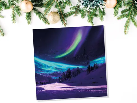 Northern Lights Card – Green Polar Sky - View 6