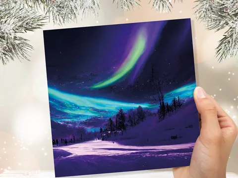 Northern Lights Card – Green Polar Sky