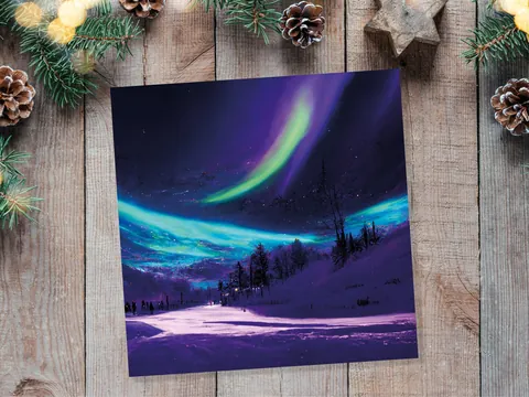 Northern Lights Card – Green Polar Sky - View 7