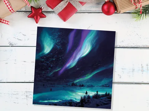 Icy Northern Lights Landscape Card - View 9