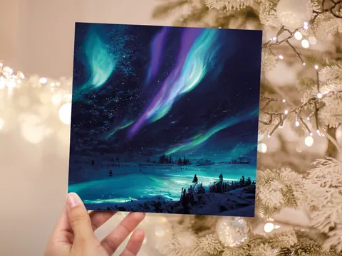 Icy Northern Lights Landscape Card - View 3