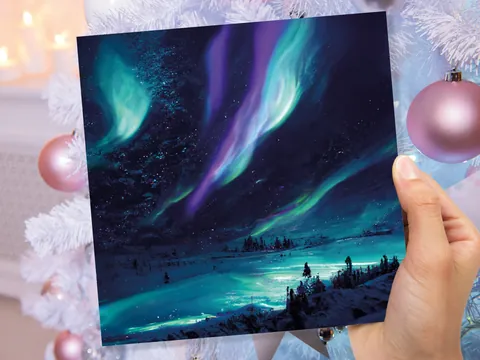 Icy Northern Lights Landscape Card - View 8