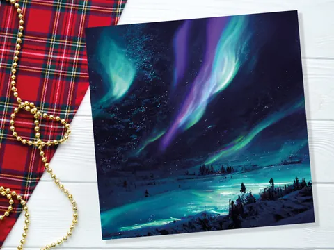 Icy Northern Lights Landscape Card - View 7